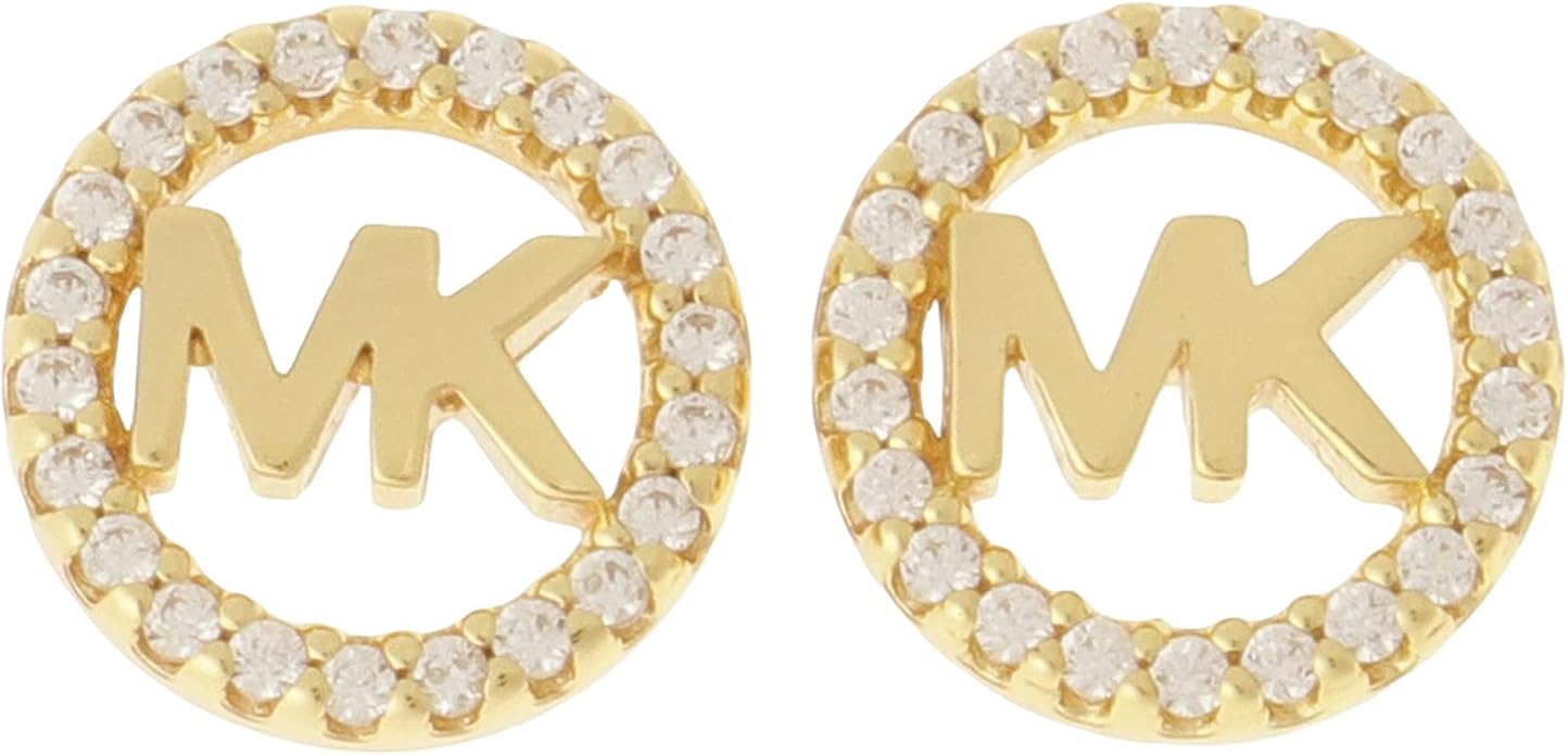 michael kors 密镶环形耳钉式耳坠 纹银 mk标志 金色 mkc1247an710